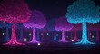 © M.Rivalsyah - Enchanted pixel forest with glowing trees at night