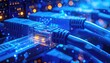© Antang - Blue network cables with bokeh lights