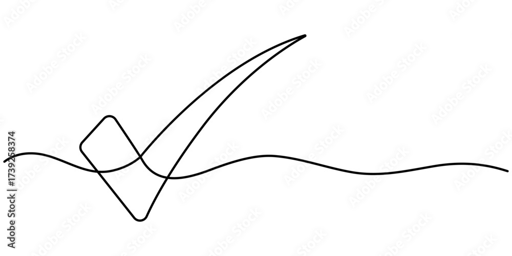 Check Line Vector Check mark continuous one line drawing and minimalist style isolate ...