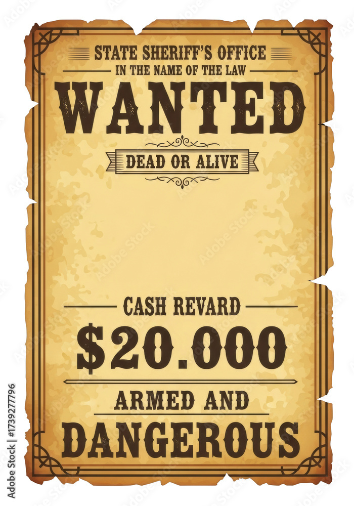 Grab this classic vintage Western wanted poster design, featuring a ...