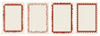 © millering - Retro whimsical Christmas dinner card frames set with scalloped looped hand-drawn borders. Festive ornamental frames for greeting cards, menu, gift tags, and seasonal stationery. Vector illustration.