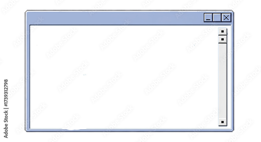 A blank computer window with a blue title bar, minimize, maximize, and ...