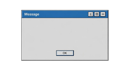 A blank message window with a blue title bar and an 