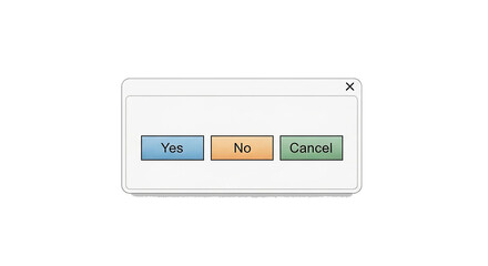A pop-up window with three buttons labeled 