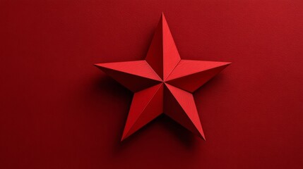 Wall Mural - Vibrant red star on matching red backdrop symbolizing festive holiday spirit, perfect merry christmas and happy new year background design for seasonal celebrations, greeting cards, and elegant winter