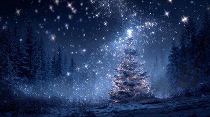 Wall Mural - Wallpaper - abstract night sky background featuring glowing stars floating over soft light spots on a black backdrop, creating a dreamy cosmic atmosphere perfect for celestial digital art, space-theme