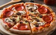 © JDG MoneyMakerOnline - Ultra Realistic Macro Shot of Pepperoni Pizza with Mushroom and Black Olives
