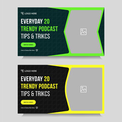 Wall Mural - Multipurpose modern podcast set video thumbnail banner design, podcast sound video tips and trick cover banner design, fully customizable vector eps 10 file format