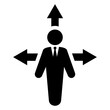 © teracreonte - Icono con silueta de hombre de negocios con flechas de dirección