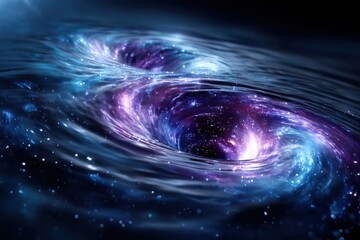 Wall Mural - Two swirling black holes emitting cosmic energy in deep space