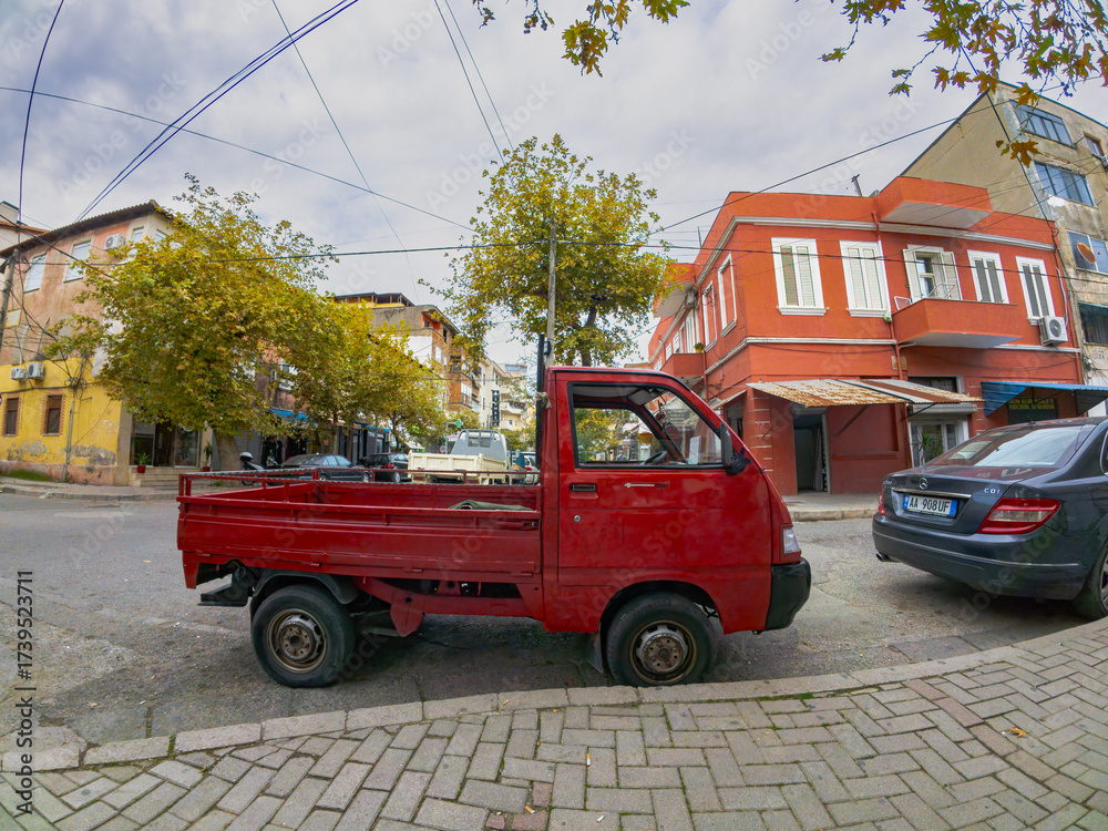 Porter Mini Auto Piaggio Porter Mini Truck on the Street of Durrës, Albania on 1 October ...