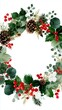 © fotofabrika - Beautiful winter wreath adorned with pine cones, berries, and green foliage for seasonal decor