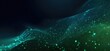 © Reyy - Abstract wave-like structure with a dark background and sparkling teal-green particles