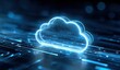 © Suhardi - A glowing blue cloud symbol with streaks of light against a dark background representing digital technology