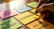 © nov's - Handwriting Motivational Words on Sticky Notes for Encouragement.