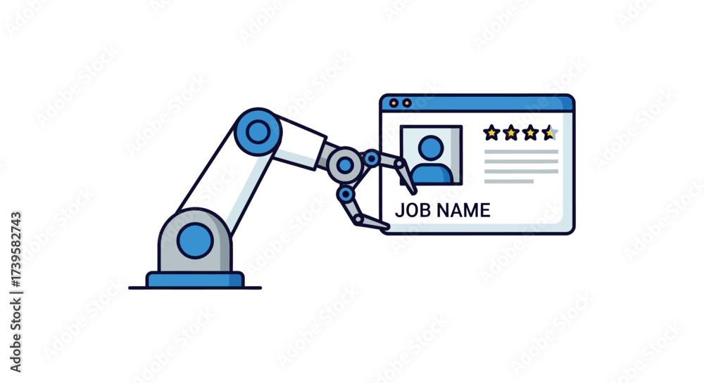 ai recruitment analyzing job applications robot arm reviewing candidate ...