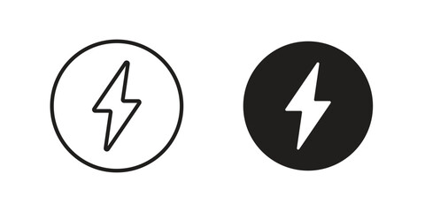 Wall Mural - Electricity icon flat black and white logo