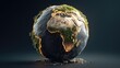 © Sarti - Earth globe with landmasses, vegetation, and illuminated continents