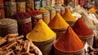 © Pixelzone - Stunning photo of assortment of vibrant spices in bowls creates an aromatic and flavorful display.