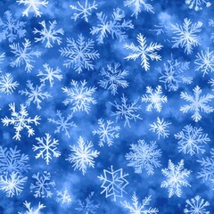 Wall Mural - Snowflake pattern on a blue background