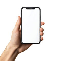 Professional Hand Holding Smartphone with Blank Screen Isolated