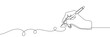 © Максим Зайков - Continuous one line pen hand pencil write one art icon book journal sketch. Sign line pen hand vector signature letter notebook person background contract document single legal white school paper