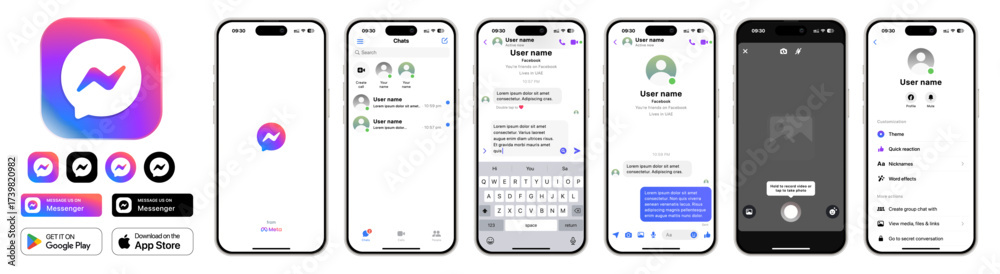 Facebook Messenger from Meta UI template 2025 update with logo. Modern ...