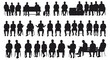 © Annisa Nurbaiti - Silhouettes of people sitting on chairs and benches in various poses design