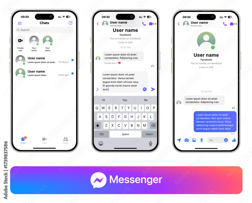 Facebook Messenger Meta UI template 2025 update. Modern chat and ...