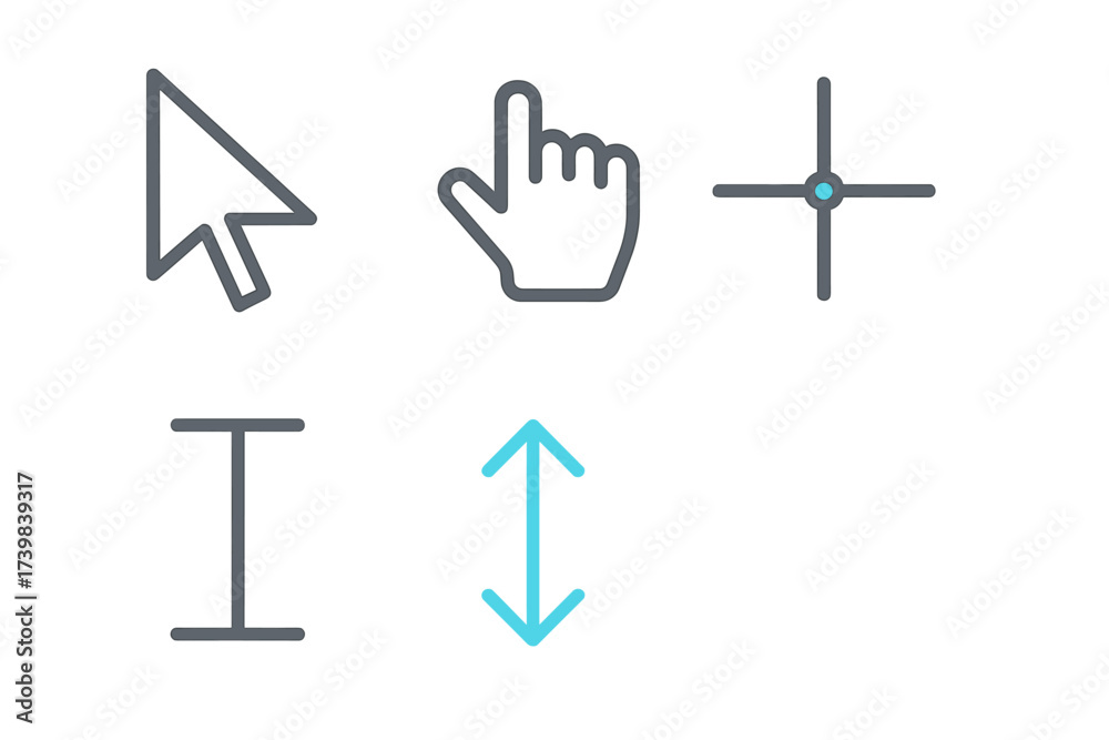 Outline icons collection of various computer mouse pointers and ...