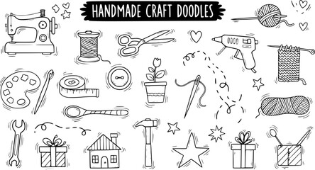 Handmade craft doodles collection for diy projects