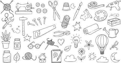 Handmade craft doodles collection for diy projects