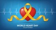 © Eman Suardi - A red heart with a yellow ribbon for World Heart Day awareness