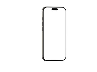 High-quality image of a modern smartphone with a blank screen, perfect for app presentations or website mockups. Isolated on white background.