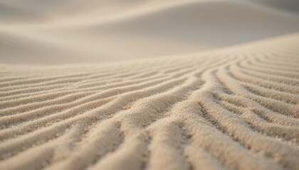 Close up view of rippled sand dunes under soft diffused light showcasing texture and pattern