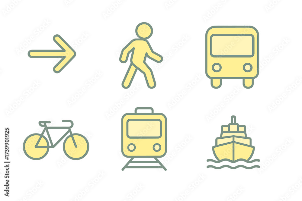 Stock-Vektorgrafik „Public transportation and navigation symbols ...