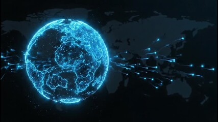 Digital Earth Globe Animation Representing Global Network Connectivity and Data Flow