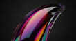 © PhotoArtHub - Abstract iridescent glass curve on dark background, showcasing smooth, glossy texture and vibrant color transitions, ideal for design or technology themes