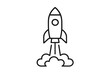 © whitestorm - Isolated line art rocket launch icon taking off, on transparent background.