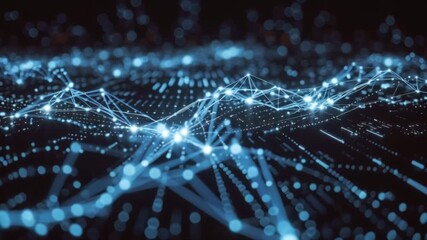 Wall Mural - Abstract network of interconnected nodes and lines in a digital space.