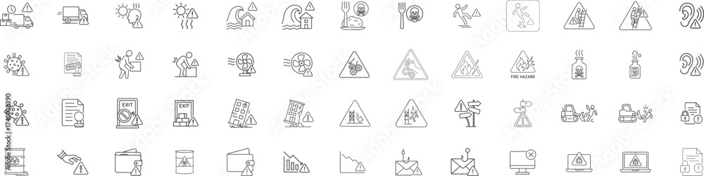 Commercial Risks Symbol Risk & Warning Thin Line Icons Minimal 0.5px Safety Hazard Symbols ...