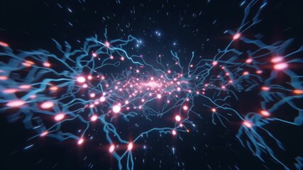 Wall Mural - Abstract neural network visualization with glowing nodes and connections.