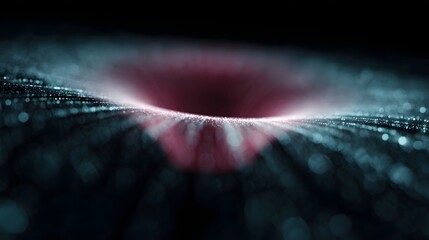 Wall Mural - A dynamic vortex of glowing digital particles swirls with a deep dark center creating an abstract cosmic phenomenon