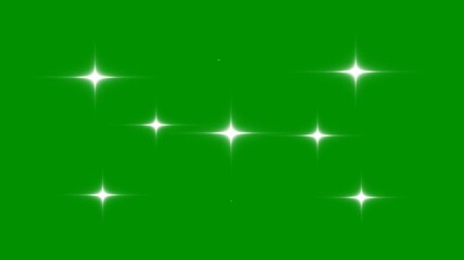 Wall Mural - glowing shining stars,  blinking light effect, twinkle stars at sky green background, Blinking retro vector stars, Sparkle Star animation, Starlight, Loop center flickering glow center white star. 4k