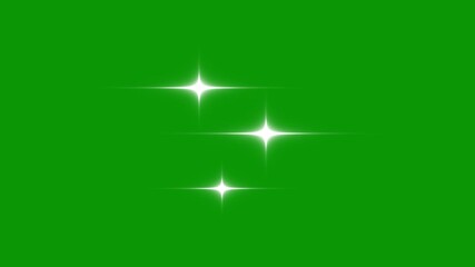 Wall Mural - sparkling star animation, shimmering light effect White shining star, Flickering white glow center optical lens flare, Twinkle star sparkle loop animated on green screen, Stars twinkle like flash rays