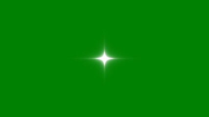 Wall Mural - sparkling star animation, shimmering light effect White shining star, Flickering white glow center optical lens flare, Twinkle star sparkle loop animated on green screen, Stars twinkle like flash rays