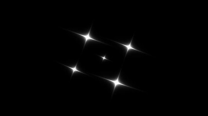Wall Mural - Star twinkling animation white color, Shining white light, blinking light effect on black screen background, Blinking retro vector stars, twinkling starry night sky, Sparkle Star animation. 4k