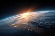 © Alexander LW - Planet Earth in space illuminated by solar flare. sunrise view from space