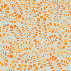 Wall Mural - Floral seamless pattern. Branch with leaves ornamental fall texture. Flourish nature autumn garden textured background