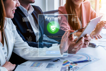 Wall Mural - Secure online payments ensure smooth e-commerce with safe transactions, digital payment systems, and financial data protection. Vouch